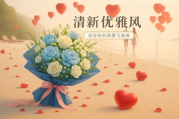 11枝碎冰蓝玫瑰花束 详情图 2